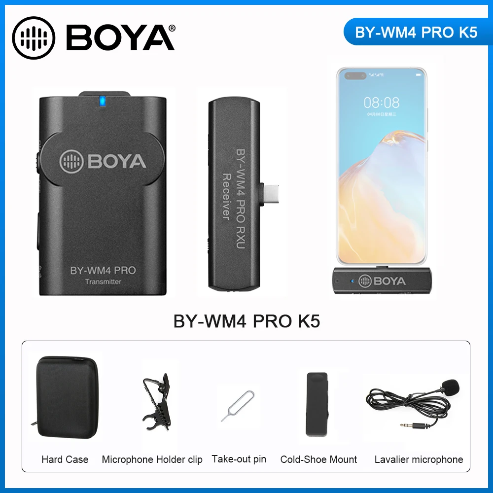 BOYA BY-WM4 PRO K5 2 4 ГГц Беспроводная микрофонная система смартфоны видео микрофон для