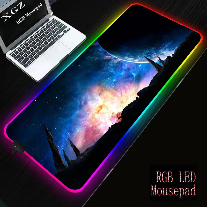 Коврик для мыши XGZ игровой резиновый с RGB подсветкой и светодиодной