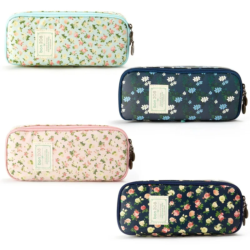 Estuche Floral de gran capacidad lápices, organizador de multifunción, bolsa de maquillaje y bonito|Estuches escolares| -
