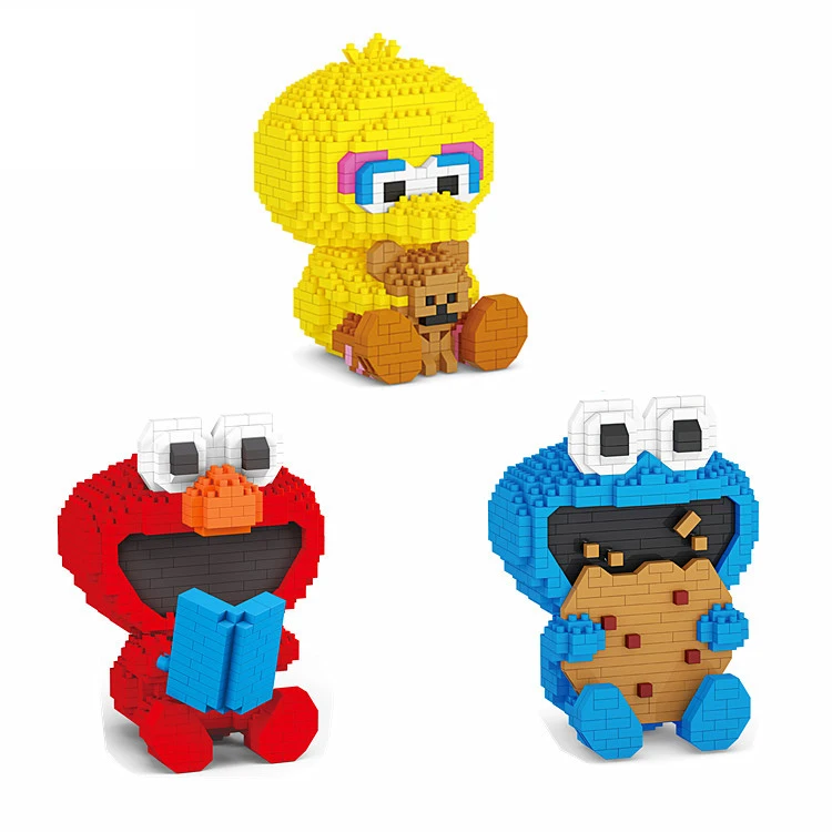 

Lovely cartoon Sesames Street figures micro diamond block ELMO BIG BIRD COOKIE MONSTERS building bricks nanobricks toys for gift