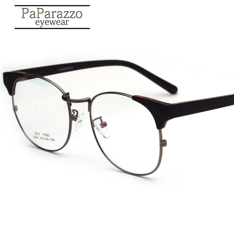 C164 Tea Модный круглый металлический оправа для оптических очков ультралегкий Ретро TR90 темп для женщин и мужчин рецептурная оправа для очков oculos de grau - Цвет оправы: C164 Tea