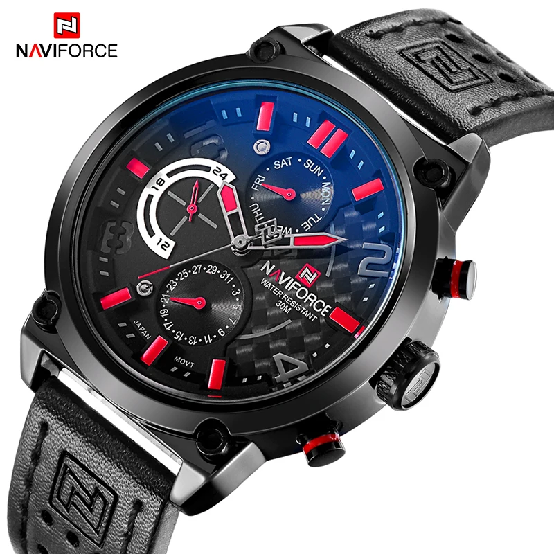 Часы наручные NAVIFORCE Мужские кварцевые роскошные спортивные водонепроницаемые в