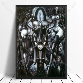 

NT600 Oil Painting Hot Hr Giger Li II Classic Horror Artwork Retro Poster Print Wall Art Canvas Picture Living Home Room Decor