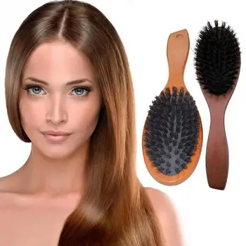 

1Pcs Natural Boar Bristle Hairbrush Massage Comb Anti-static Paddle Beech Tool Hair Brush Styling Brush Handle Scalp Hair W F8B2
