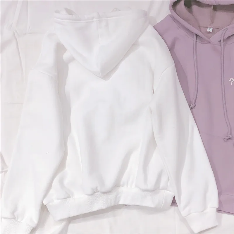 Корейский ULzzang плюшевые толстовки для девочек-подростков, свободный Harajuku Женский пуловер с капюшоном, топы, мягкая осенне-зимняя Толстовка для девочек
