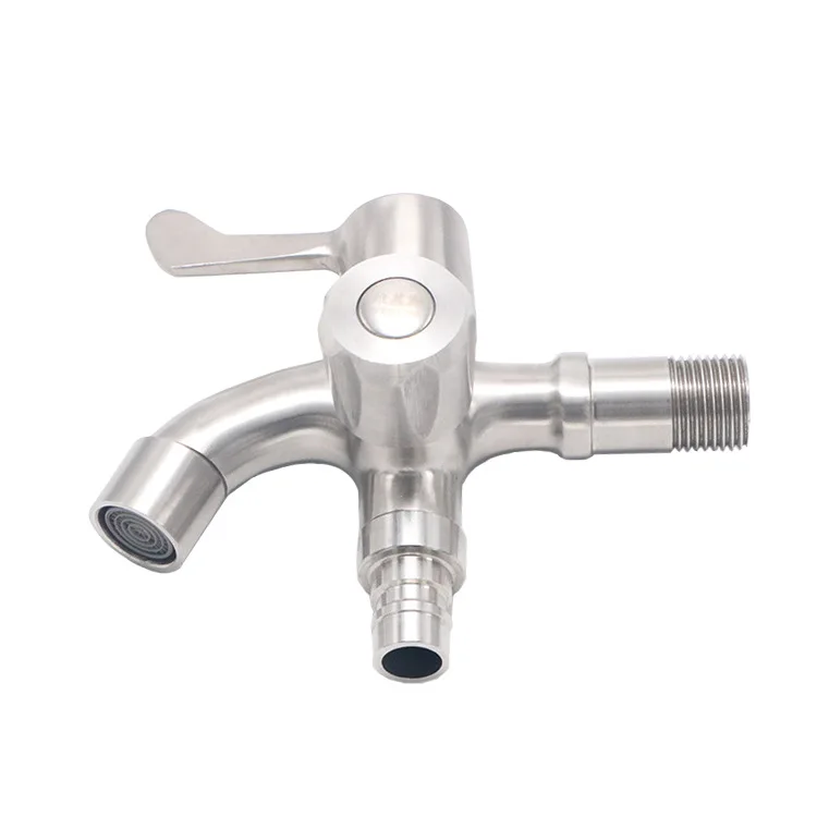

304 Stainless Steel Multi-functional Washing Machine Taps One into Two Single Cold Mop Pool Faucet Dual Purpose