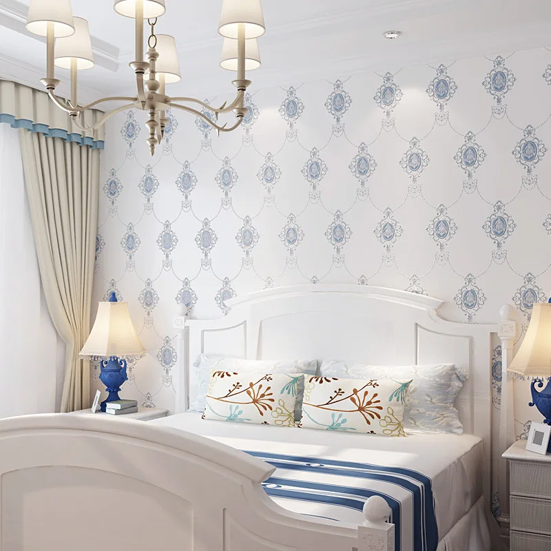 Свежий классический европейский стиль нетканый материал самоклеющиеся обои гостиная спальня диван ТВ фон магазин одежды Sel