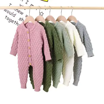 

Autumn Baby Romper Infant Girl Solid Rompers Girls knitted Jumpsuits Newborn Baby Boy Suspender Romper