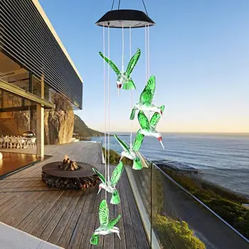 

Solar Wind Chime Light,Color Changing Waterproof Six Hummingbirds Wind Chimes,Outdoor LED Solar Mobile String Lights