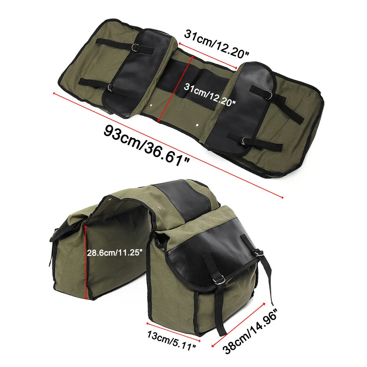 

Adjustable Cycling Motorcycle Bike Saddlebags Equine Back Pack Canvas Baggage