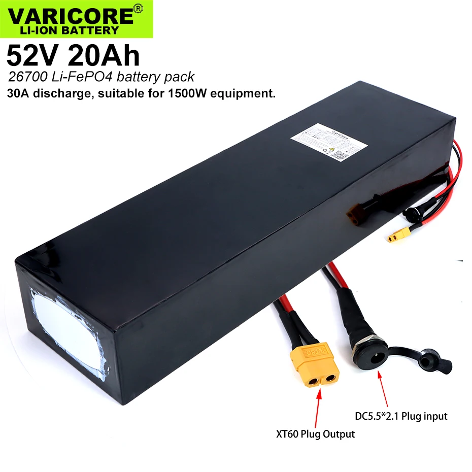Аккумулятор Lifepo4 52 в 20 Ач 16S4P 26700 с 16s А максимальная 60А сбалансированная BMS для