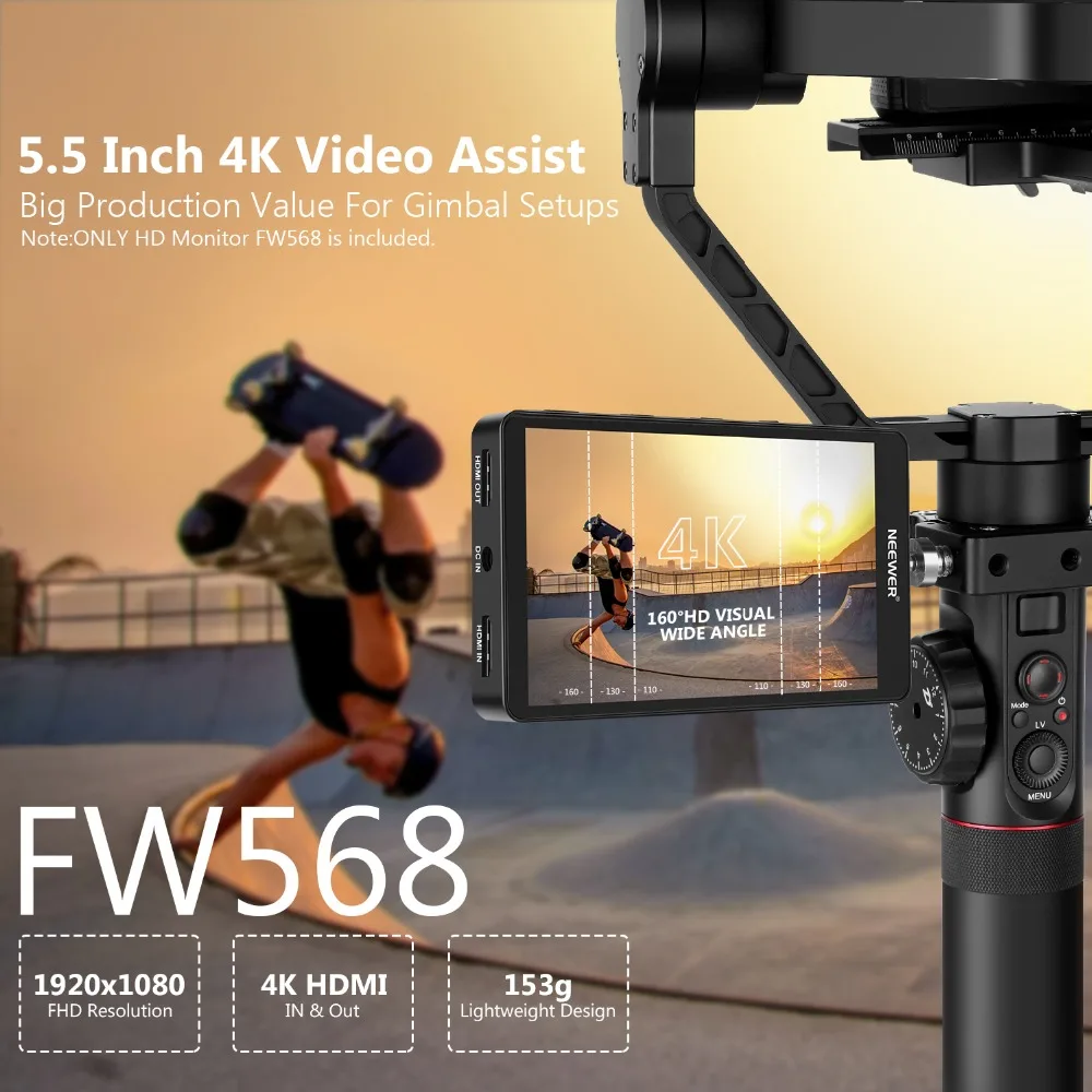 Neewer FW568 5,5 дюймовый полевой монитор камеры с 4K HDMI 8,4 V DC входным выходом видео Peaking Focus Assist с поворотным рычагом