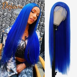 613 Blue Color Straight Human Hair Wigs 13x4 Frontal Wig 28 Inch 613 Lace Front Wigs PrePlucked Brazilian Remy Hair for Women