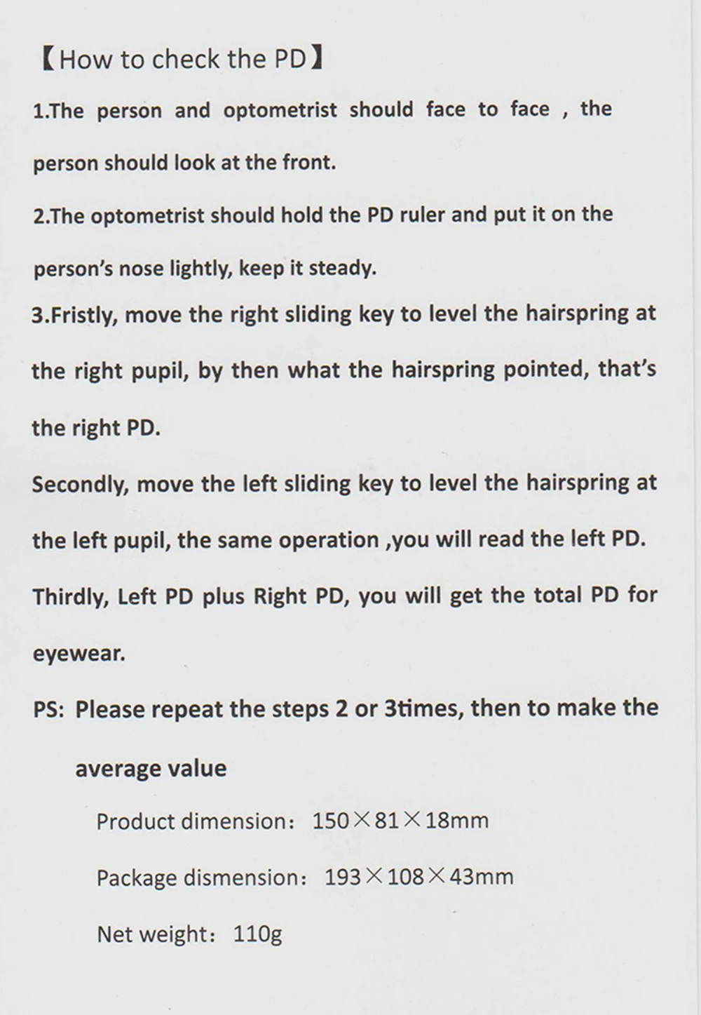 New Design PD Ruler Pupil Distance Meter Optical Mini Pupilometer Easy To Use