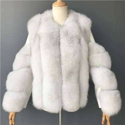Natural white Женское меховое пальто зимнее Высококачественное натуральное пальто из лисьего меха роскошные классические короткие шубы из натурального меха - Цвет: Natural white