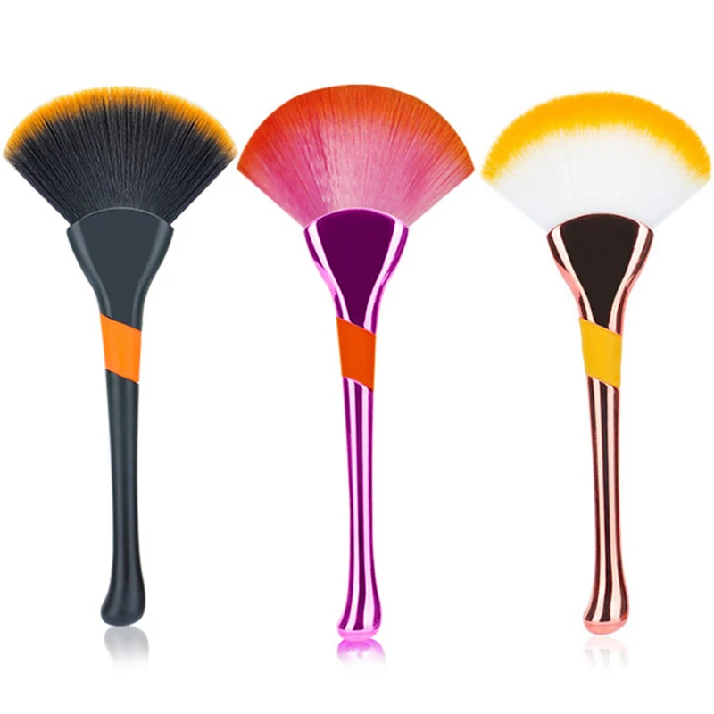 ZZDOG 1Pcs Large Makeup Brushes High Quality Fluffy Fan-Shaped Face Cosmetic Beauty Tools Metal Handle Powder Remove Brush New