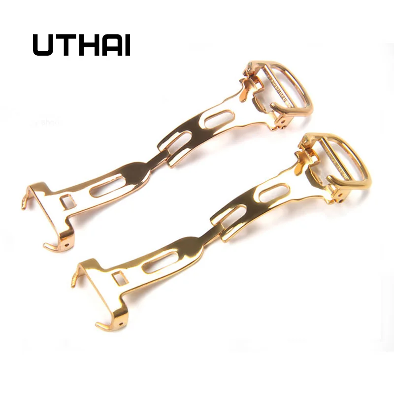 Пряжка для часов UTHAI T04 складная из нержавеющей стали с матовой бабочкой 14/16/18/20 мм