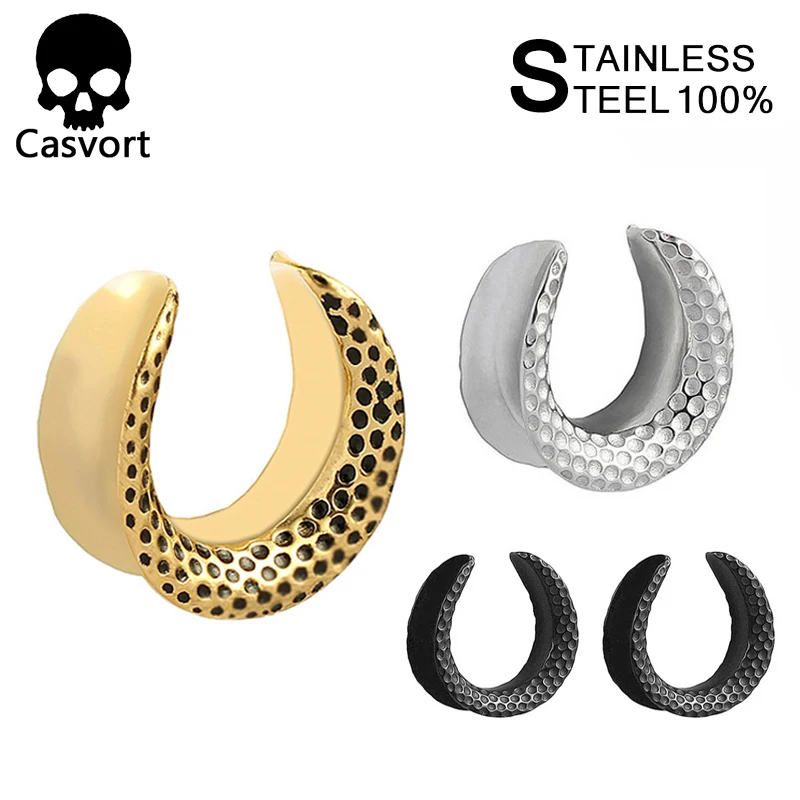 

Casvort 2 PCS New Saddle Ear Tunnel Plug Piercing Ring Expander Studs Stretchers Fashion Body Piercing Jewelry Earrings Gift