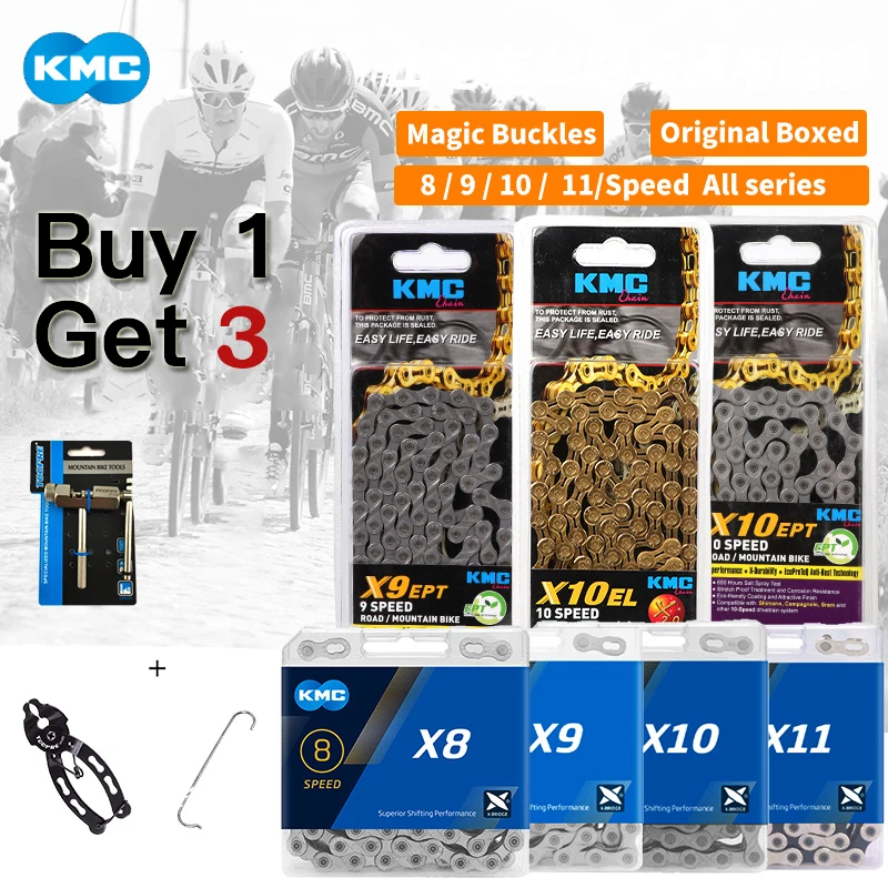 KMC X8 X9 X10 X11 скоростная велосипедная цепь 8 9V 10 S MTB горная дорога полый Сверхлегкий
