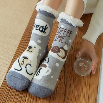 

Women Soft Fuzzy Cozy Slipper Socks Cute Animal Print Winter Warm Home Non-slip Floor Socks