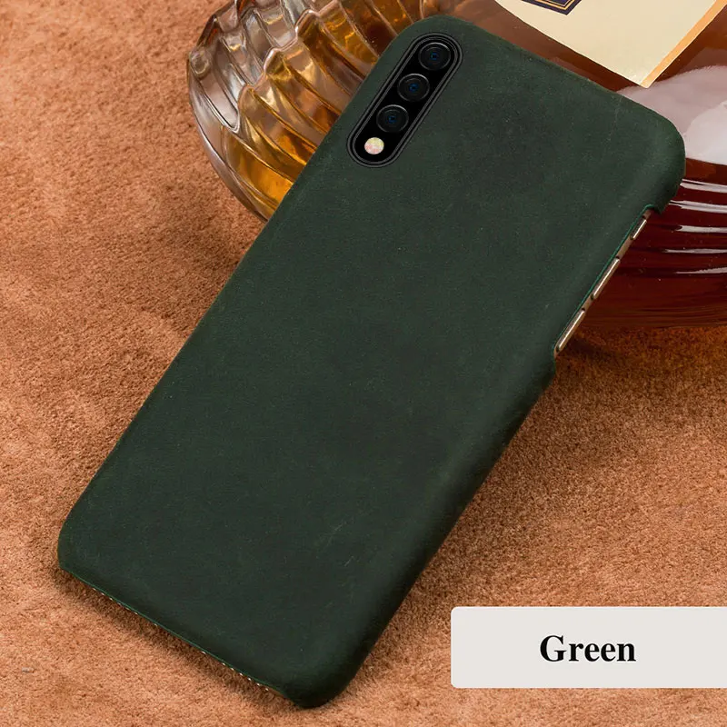 Зеленый Винтаж кожаный чехол для samsung Galaxy a50 a70 a30 a40 a10 a8 a7 натуральная кожа ретро Задняя накладка для samsung note 10 Чехол - Цвет: Зеленый