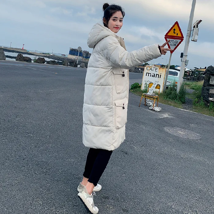 

According to Nalini 19 Korean-style down Jacket Women's Simple New Style Loose-Fit down Coat Hooded Thick over-the-Knee BF Style