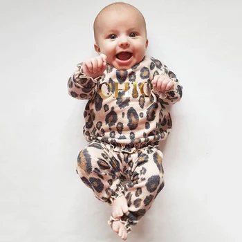 

0-24M Newborn Kid Baby Girl Boy Leopard Clothes set Long Sleeve Tops Ruffle T-Shirt Pants suit Elegant Cute Sweet Outfit