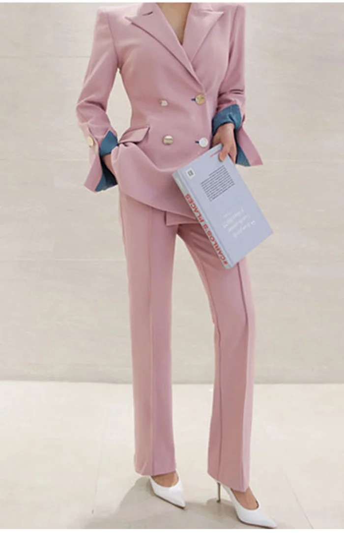 Брючные костюмы Женский приталенный Блейзер с высокой талией брючный костюм из двух предметов balzer набор женские наряды Мода