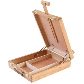 

Artwork Wooden Artist's Painting & Drawing Table Top Easel Wooden with Box Book Desk Storage Office Storage Home Box D4H7