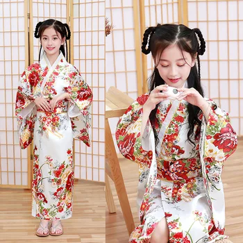 

New Year Kids Girls Japanese Traditional Kimono Dress Wedding Party Wear Princess Yukata Bath Robe Birthday Gift Performance