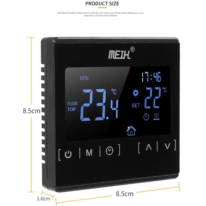 Терморегулятор Термостат с сенсорным ЖК-экраном для электрической системы отопления пола, контроллер комнатной температуры