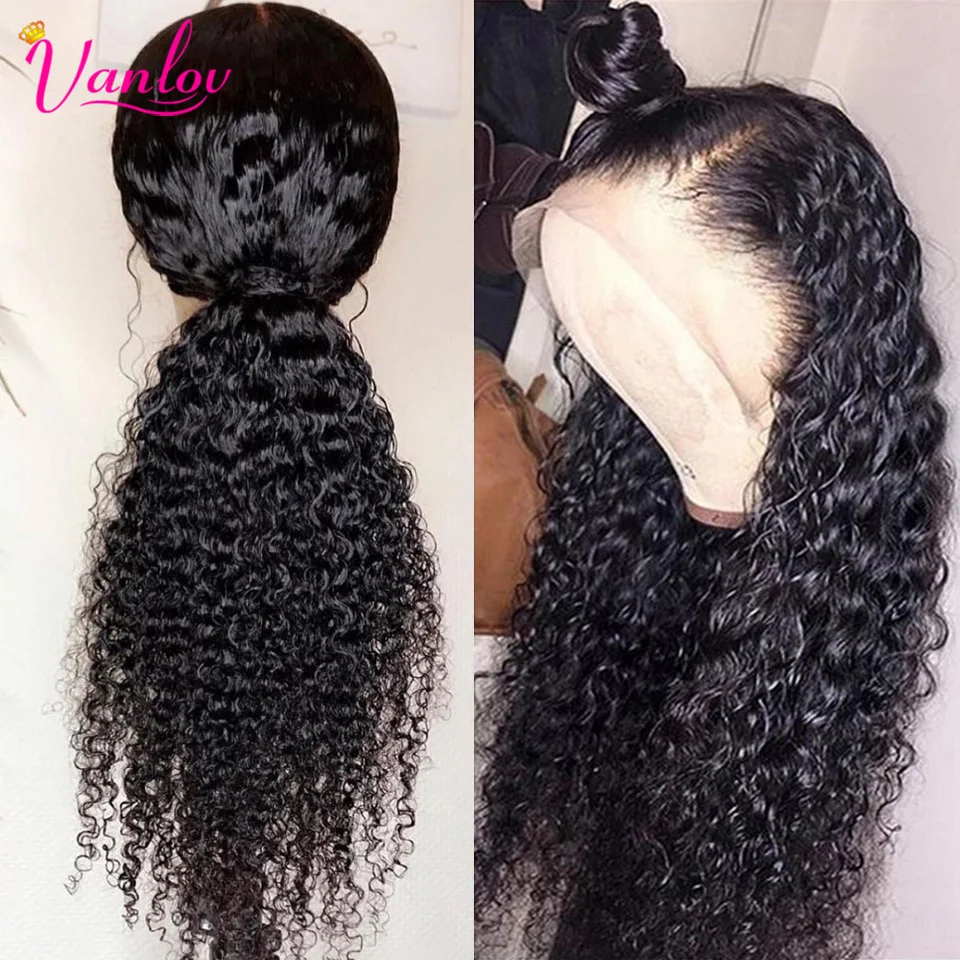 Vanlov 13x4 Brazilian Water Wave Lace Front Human Hair Wigs Pre Plucked Front Lace Wig With Baby Hair Natural Hairline Remyhair