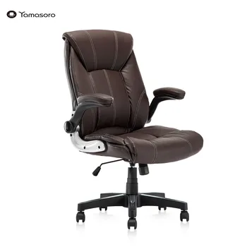 Office Chair Commercial Ergonomic High-Back Bonded Leather Executive Chair with Flip-Up Arms and Lumbar Support pc gaming chair 1