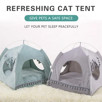 

Foldable Pet Cat Tent Breathable Cooling Dog Bed Tents Indoor Outdoor Kennels Portable House For Small Cats Dogs Accessories