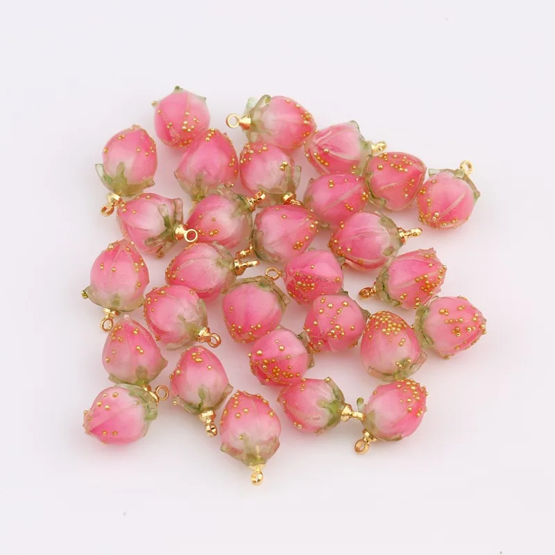 2 teile/los neu in süßem Harz Erdbeer Anhänger für handgemachte Ohrring Charms Anhänger DIY Rose Blume Halskette Schmuck Zubehör – Detail 8