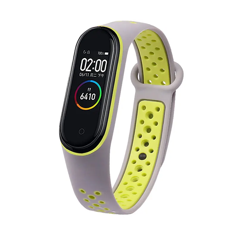 gray-green Ремешок для Xiaomi mi Band 3 4 дышащий mi band ремешок Замена M3 M4 Plus браслет для Xiaomi mi Band 3 4 Смарт-часы наручные - Цвет: gray-green