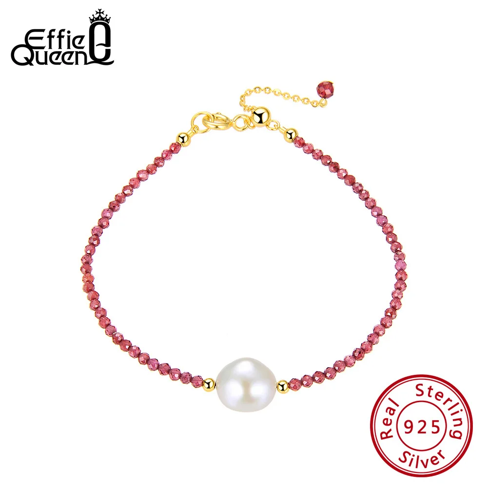 Effie Queen инкрустированные 925 Серебряные бусы браслеты из натурального камня