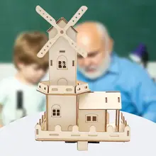 

2022 Three-dimensional Wooden Dutch Windmills Lighting Effect Easy-assembled 3D Windmills Toys for School Education Toys For