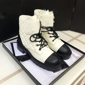 

2020 new female boot with elevated Martin boot female ankle boot with leather thick sole and eight-hole motorcycle boot