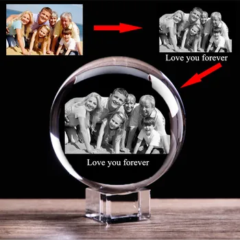 

Personalized Crystal Photo Ball Custom Sphere Globe 3D Laser Engrave Baby Wedding Family Picture for Glass cadre Home Decor Gift