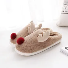 Домашние тапочки с рисунком оленя; Мужская обувь; Новое поступление; большие размеры; нескользящие плюшевые теплые домашние хлопковые домашние тапочки; тапочки