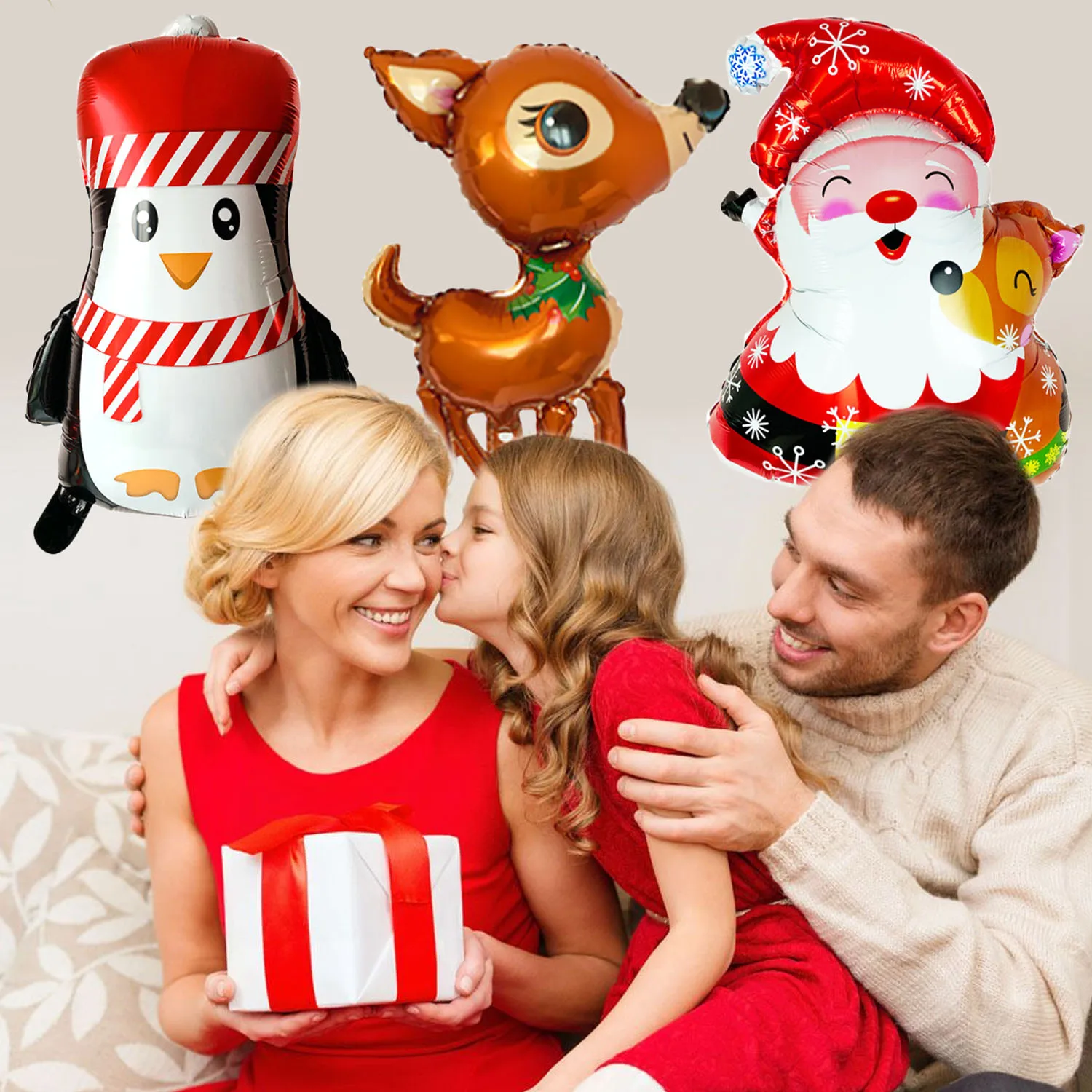 Besegad 6 шт. украшения для рождественской вечеринки майларовые воздушные шары из алюминиевой фольги для вечерние праздничные рождественские товары в случайном стиле