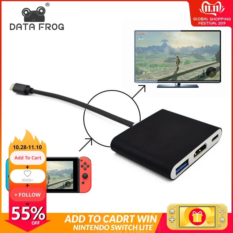 

Data Frog HDMI Type C Adapter For Nintend Switch Hub USB-C to HDMI Mini Dock Station HD Transfer For MacBook Xiaomi Laptop Phone