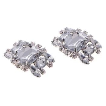 

2Pcs Rhinestone Alloy Glass Shoe Clips Elegant Ornate Buckles Fashion Decoration M4YF