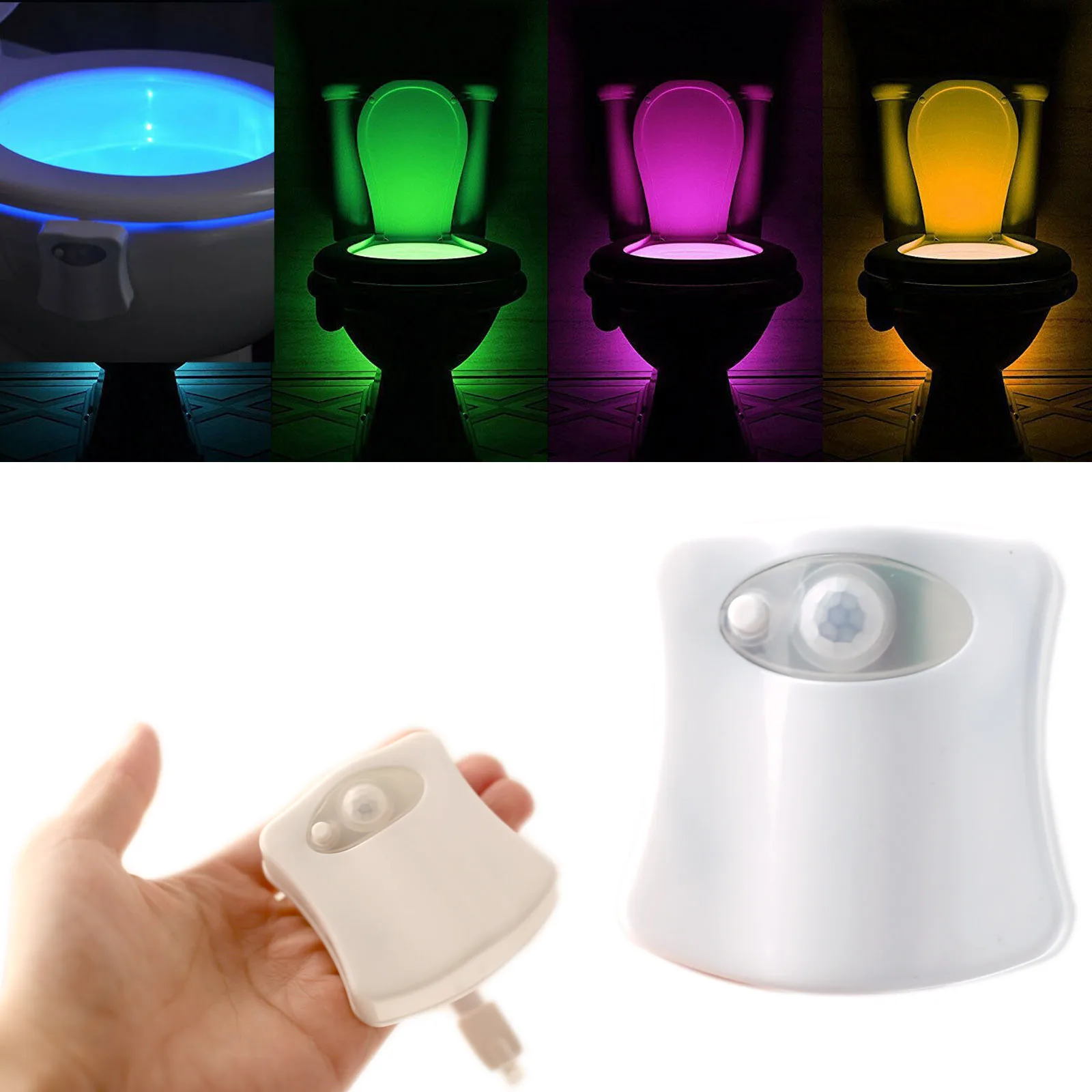8 Colors Smart Toilet Seat Night Light PIR Motion Sensor Waterproof Toilet Light Backlight For Toilet Bowl Bathroom Washroom