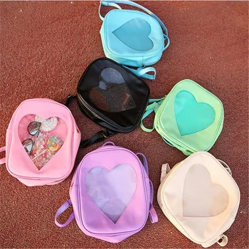 

Hot Fashion Backpack Teenager Candy Color Backpack Cute Transparent Love Heart Shape Solid Color Zipper Backpack For Teenager