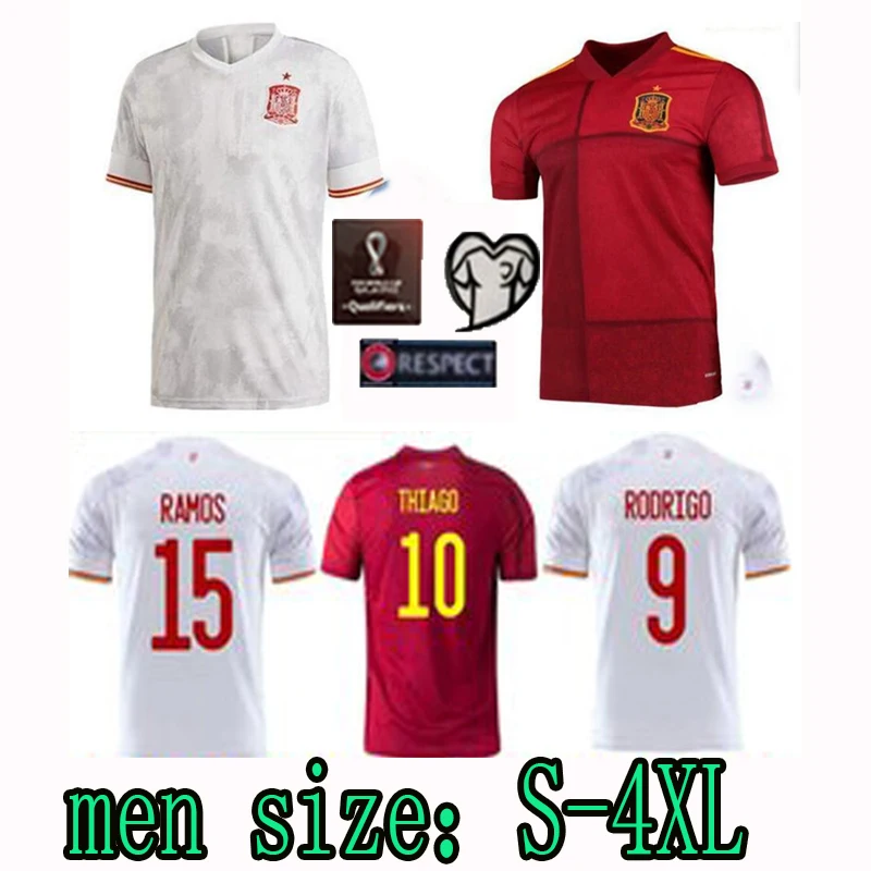 2020 España fútbol jersey blanco PACO ALCACER ASENSIO MORATA de la CIUO INIESTA hombres