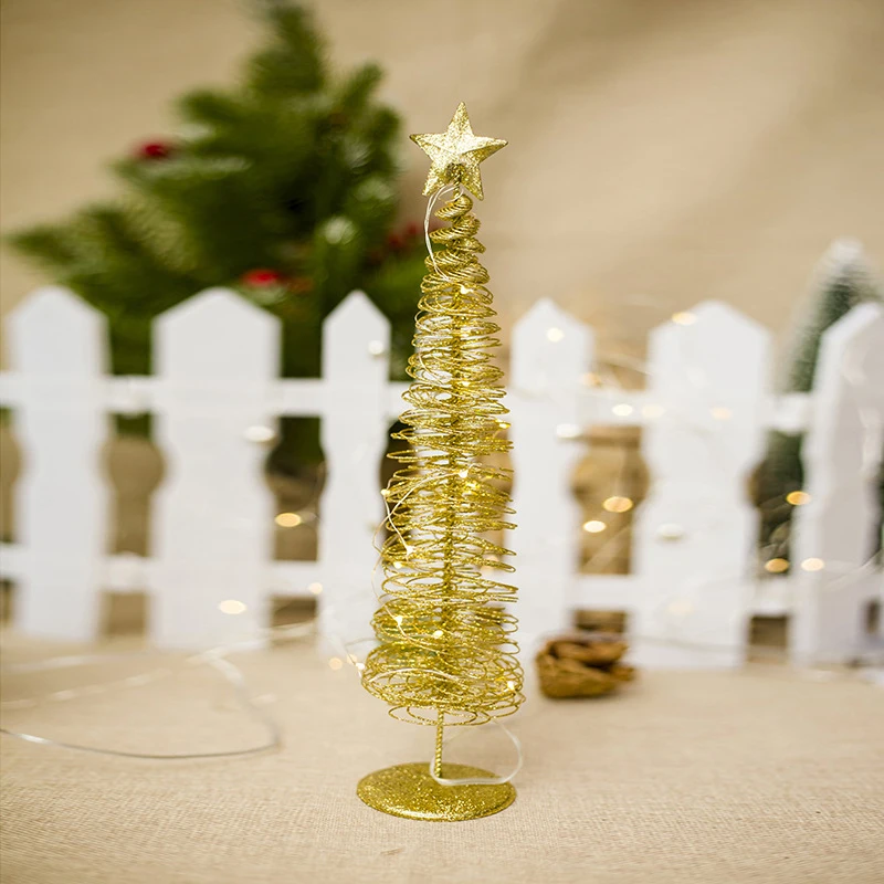 

Shiny Christmas Tree Ornaments Luminous Xmas Party Home Creative Decorations Table Desk Small Tree Deco