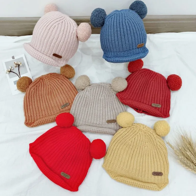 Детская шапка Skullies; сезон осень-зима; теплые детские шапки унисекс; однотонные мягкие детские милые разноцветные шапки-бини