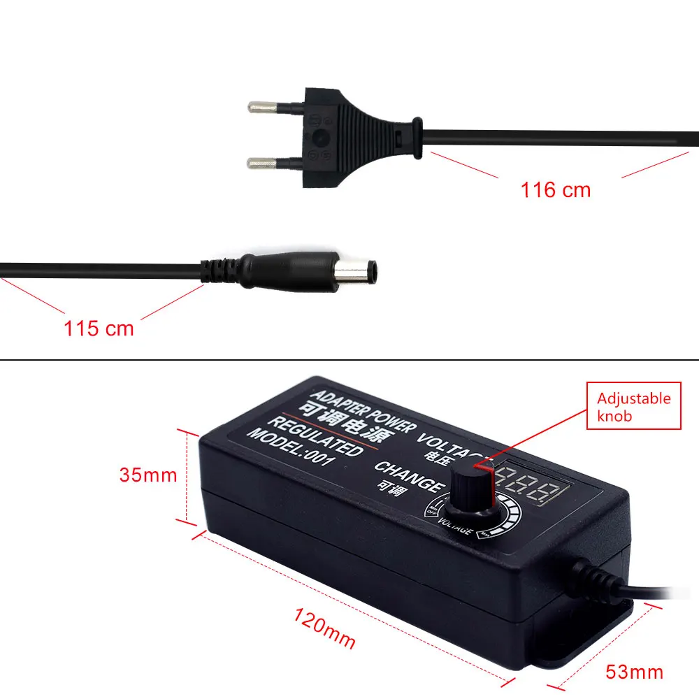 Регулируемый адаптер Поддержка экрана дисплея выходное напряжение 3V-24 Регулируемый источник питания adatpor входное напряжение AC100-240V